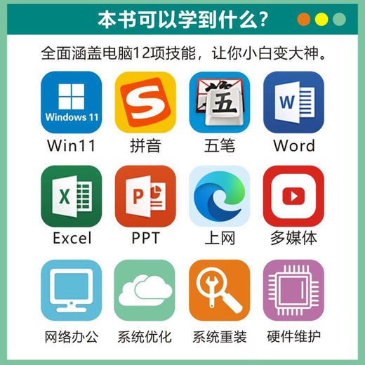 学电脑从入门到精通 Windows 11 Office 2021 Exce教程书office文员办公软件五笔拼音速成